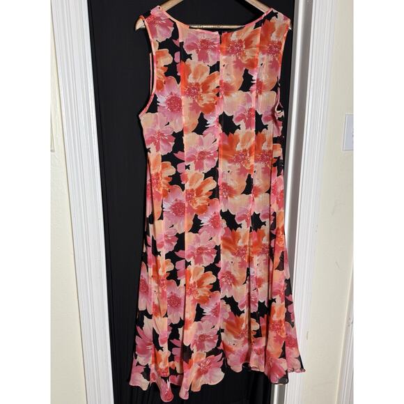 Maggie Barnes Dress 16W Pink Orange Floral‎ Maxi Flowy Beachy Casual Colorful - Picture 5 of 6